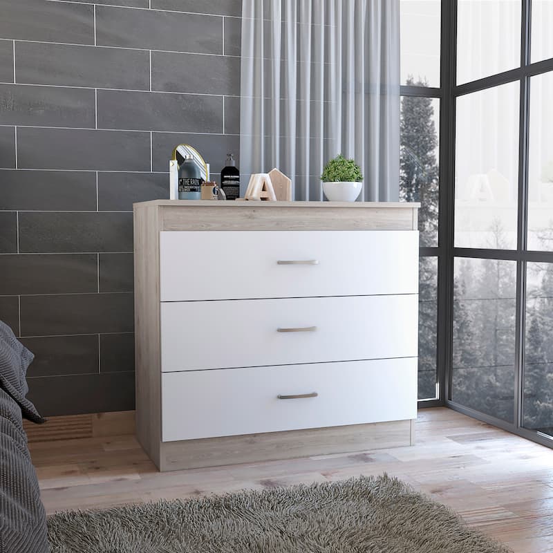 Three Drawer Dresser with Metal Hardware
