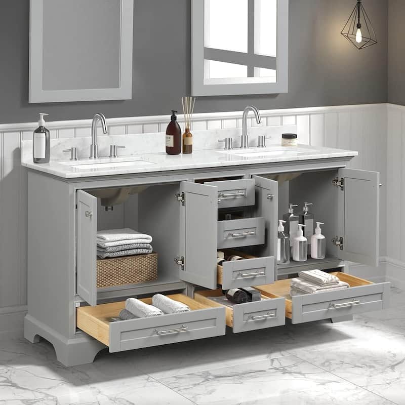 Blossom Copenhagen 60" Double Sink Solid Wood Vanity with Marble Top