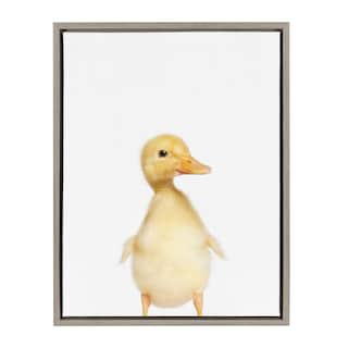 Sylvie Baby Duck Animal Print Portrait Framed Canvas Art, Gray 18 x 24