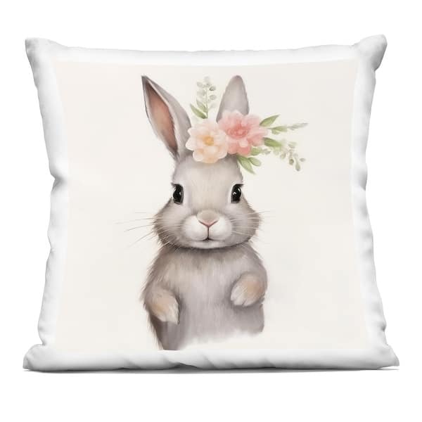 slide 2 of 7, Stupell Fun Bunny with Flowers Decorative Printed Throw Pillow Design by Lazar Studio Polyester - Accent - Single - Off-White