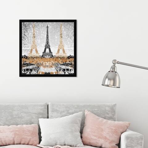 Oliver Gal 'Triple Paris Gold' Cities and Skylines Framed Wall Art Prints European Cities - Gold, Black