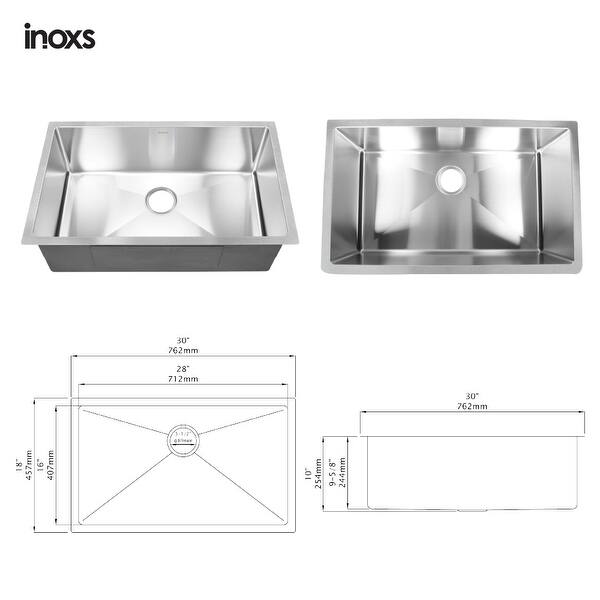Shop Inoxs 30 X 18 X 10 Undermount Single Bowl 16 Gauge Stainless Steel Kitchen Sink I Us3018 On Sale Overstock 22670642