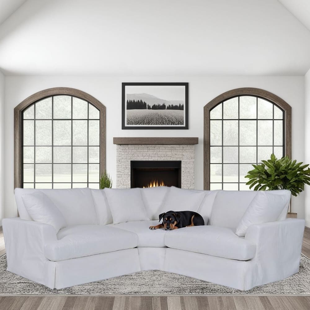 Ciara Modern Upholstered L-Shaped 3 Piece Modular Sectional Sofa Couch with Slipcover