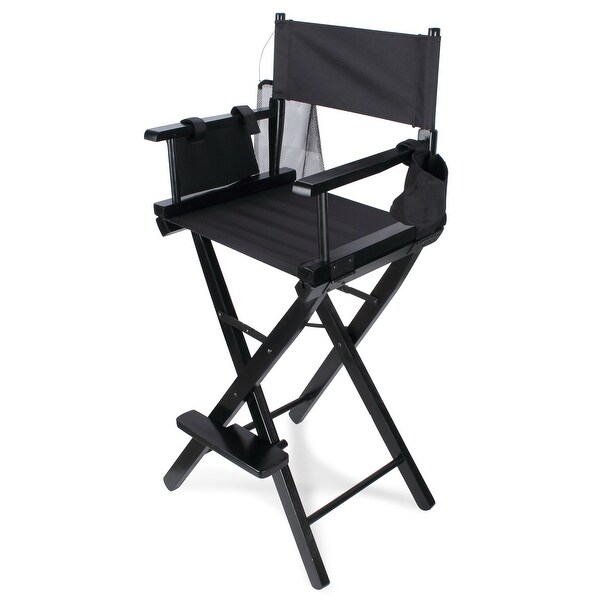 Black Makeup Artist//Director Chair with Cup Holder Storage Bag