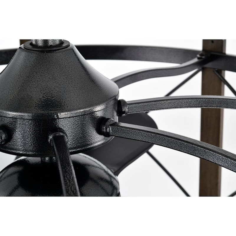 Damon 24-inch Gun Metal Grey and Imitation Wood 6 Lights 3 Blades Lighted Ceiling Fan with Remote