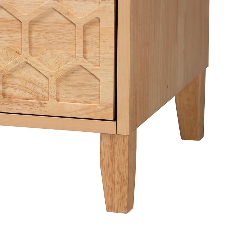 Hosea Japandi Carved Honeycomb Natural 6-Drawer Dresser