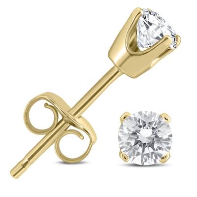 Marquee 14k Yellow Gold 1/3ct TDW Certified Round Diamond Solitaire Stud Earrings