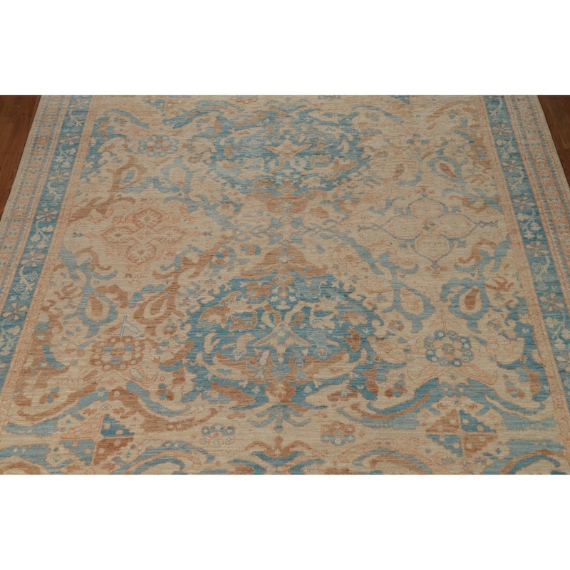 Vegetable Dye Transitional Oushak Turkish Rug Hand-Knotted Wool Carpet - 8'11"x 11'11"