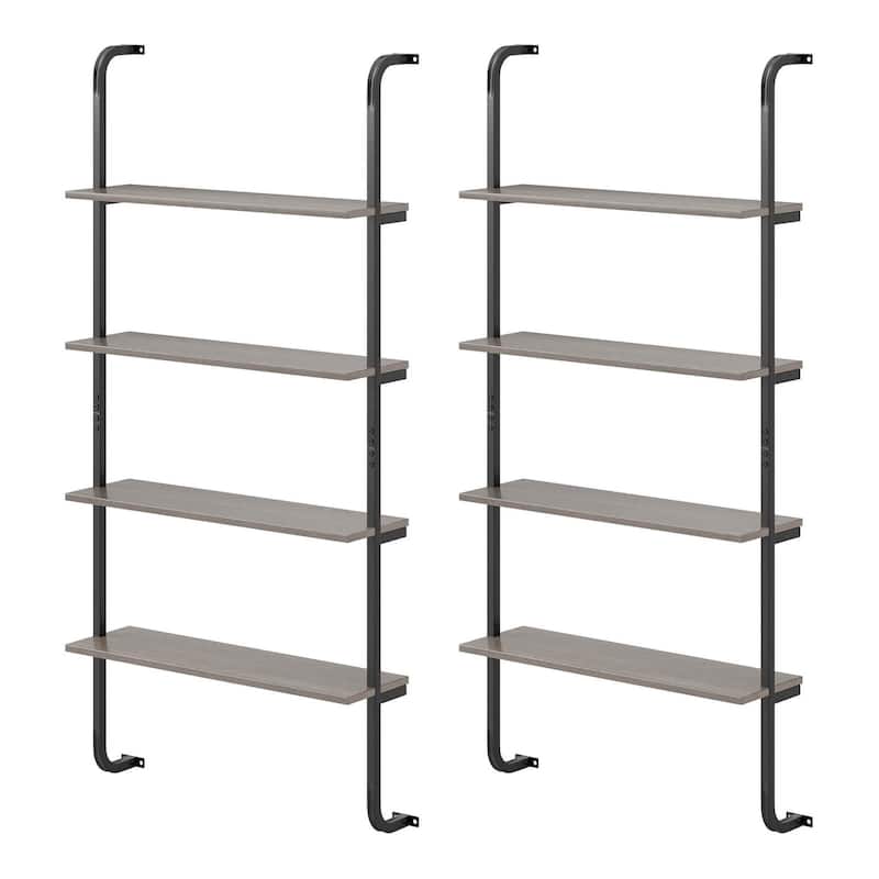 Costway 1/2 PCS 4-Tier Wall-mounted Ladder Shelf Display Bookshelf
