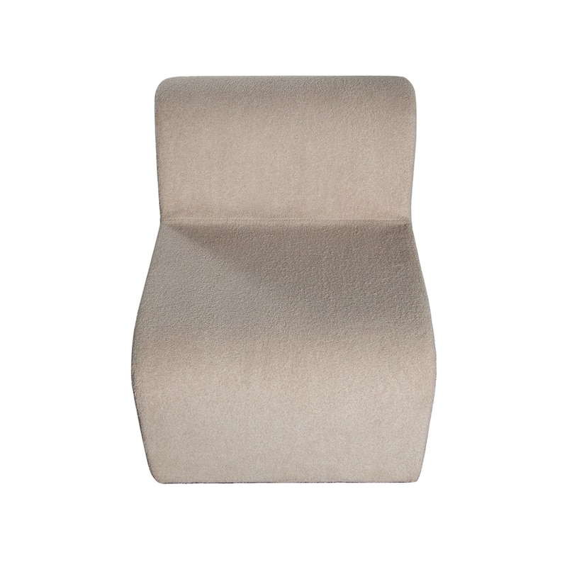 Nena Accent Chair, Armless Design, Camel Brown Looped Shearling Fabric