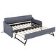 preview thumbnail 10 of 10, Upholstered Bed Twin Size Daybed with Trundle and USB Charging Design, Livingroom Daybed with Pull-out Sofa Bed, Gray