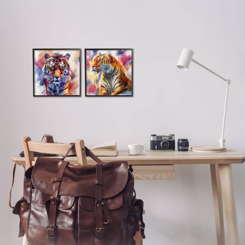 Stupell In The Wild Fierce Tiger Framed Giclee Art Design By Kim Allen (Set of 2)