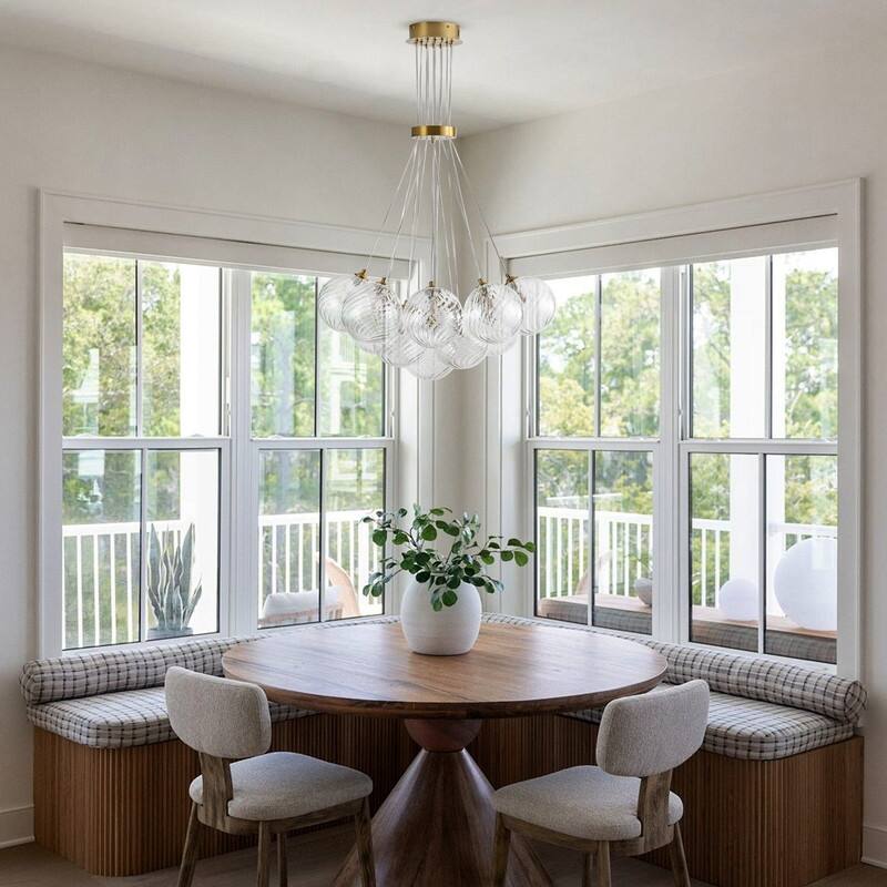 Modern 13‑Light Textured Glass Globe Chandelier - N/A