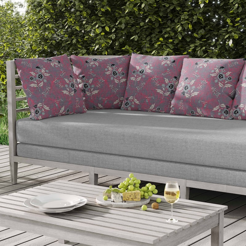 Meadow Strokes Indoor/Outdoor Reversible Throw Pillow Violet and Pink