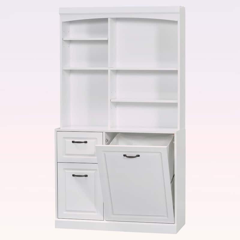 Bathroom Storage Cabinet with Tilt-Out Hamper,Drawers,Adjustable Shelves