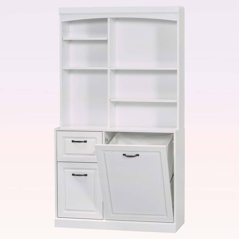 Tall Free Standing Bathroom Storage Cabinet with Tilt-Out Hamper,Drawers & Adjustable Shelves