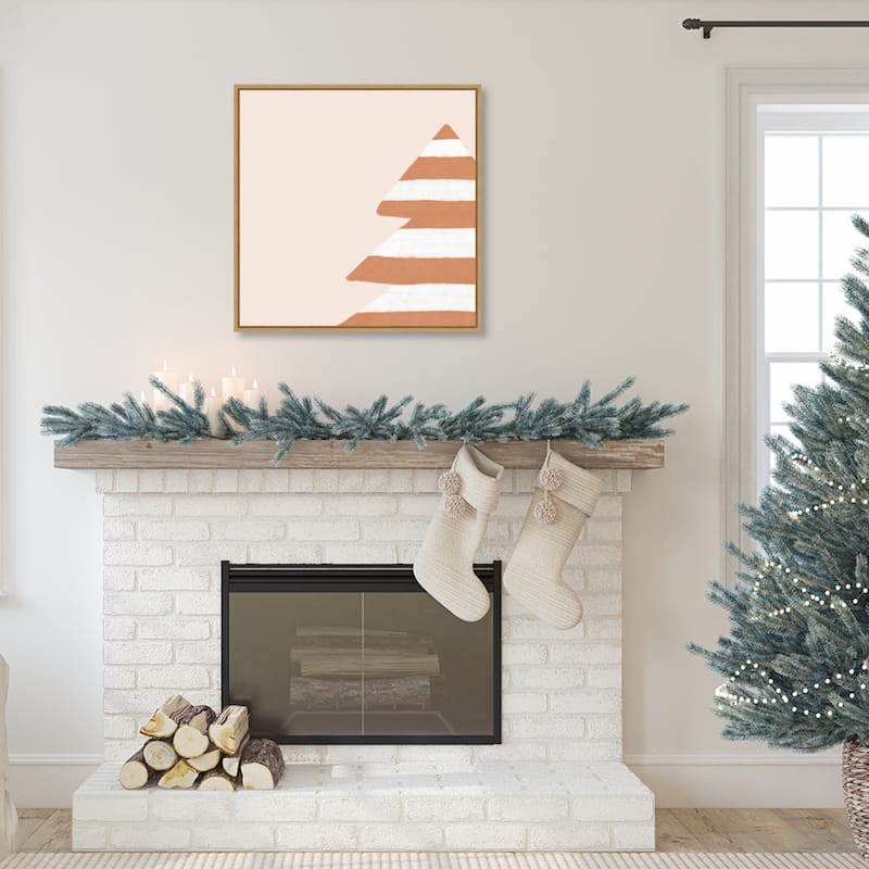 Stripey Christmas Tree by Orara Studio Framed Canvas Wall Art Print