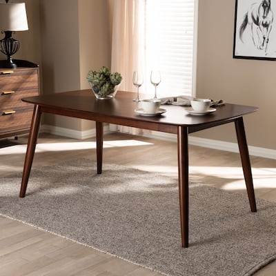 Rectangular Walnut Wood Dining Table 63 Inch - Angled Leg Kitchen Table for Family Dining Rooms - 29.5