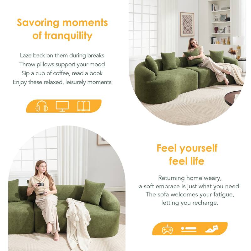 Anmytek 110 Inch Modular Curved Boneless Sectional Sofa High-Density Foam Sleeper Couch No assembly required