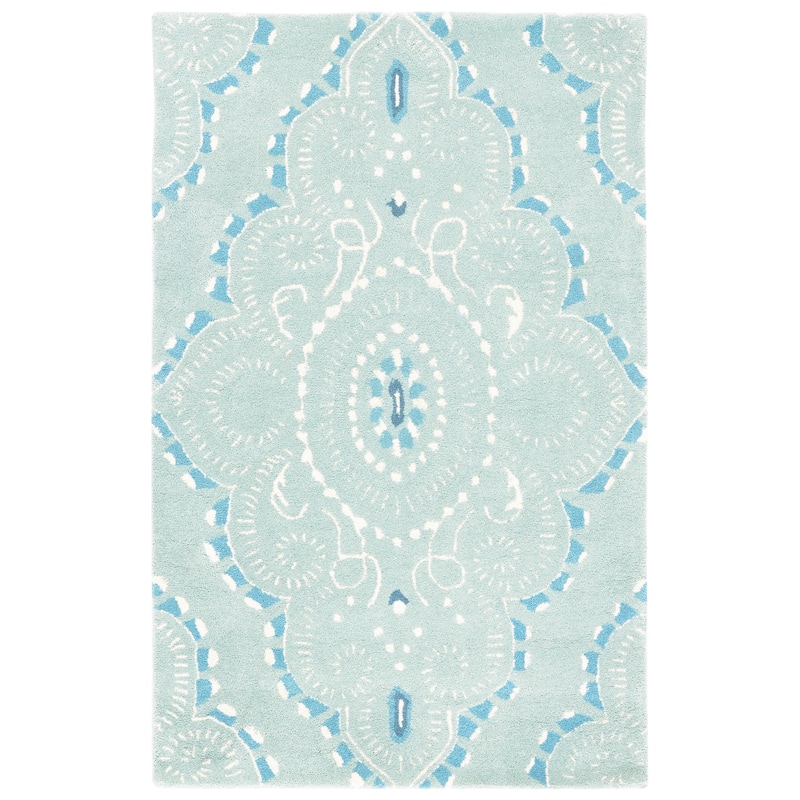 SAFAVIEH Handmade Wyndham Geanina Modern Wool Rug - 3' x 5' - Blue/Ivory