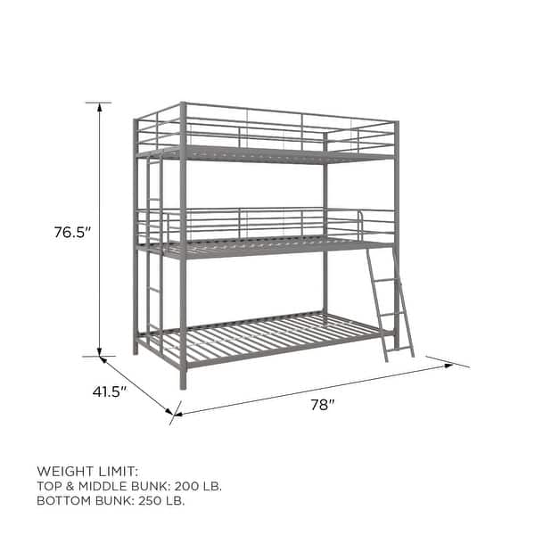 dimension image slide 4 of 6, Avenue Greene Quinton Triple Metal Bunk Bed