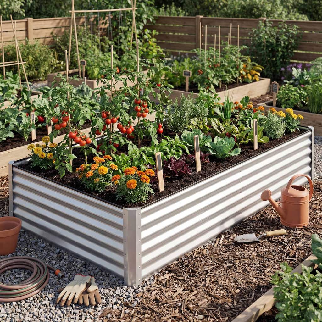 Silver Raised Garden Bed Kit for Vegetables, Flowers, Herbs-Set of 2