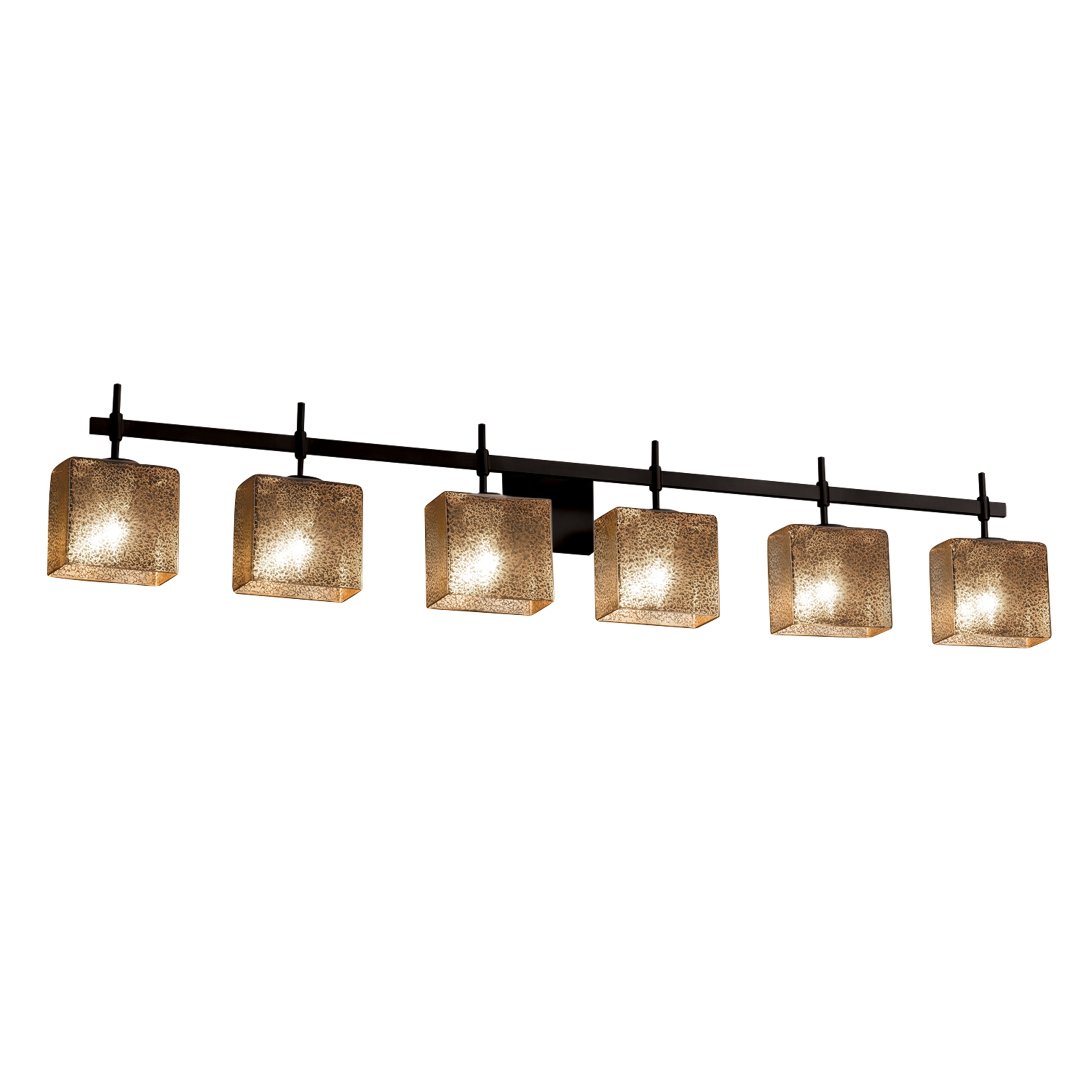 Justice Design Fusion Union 6-light Matte Black Bath Bar, Mercury Glass Rectangle Shade