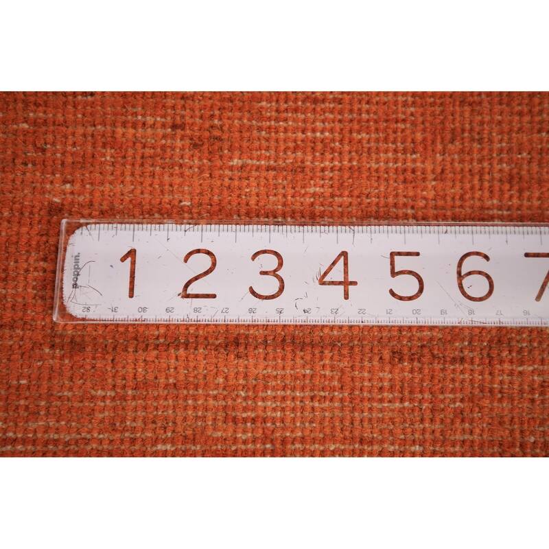 Orange Modern Gabbeh Area Rug Handmade Wool Carpet - 8'9" x 11'7"