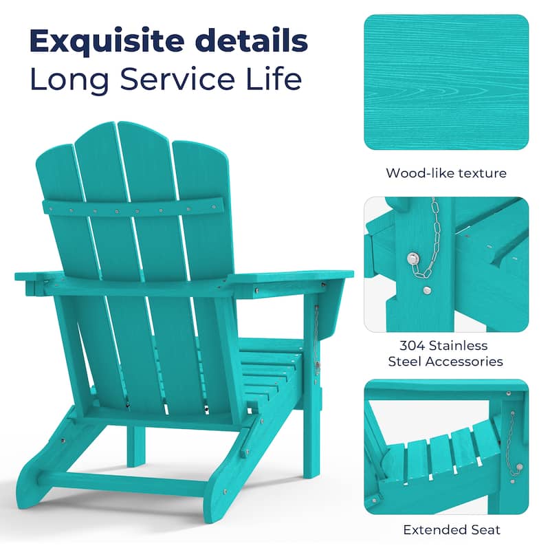 Outdoor HDPE Folding Classic Adirondack Chair All-Weather
