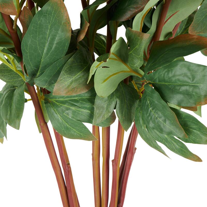 Orange Faux Foliage Tall Peony Artificial Flower Stem (Set of 8)