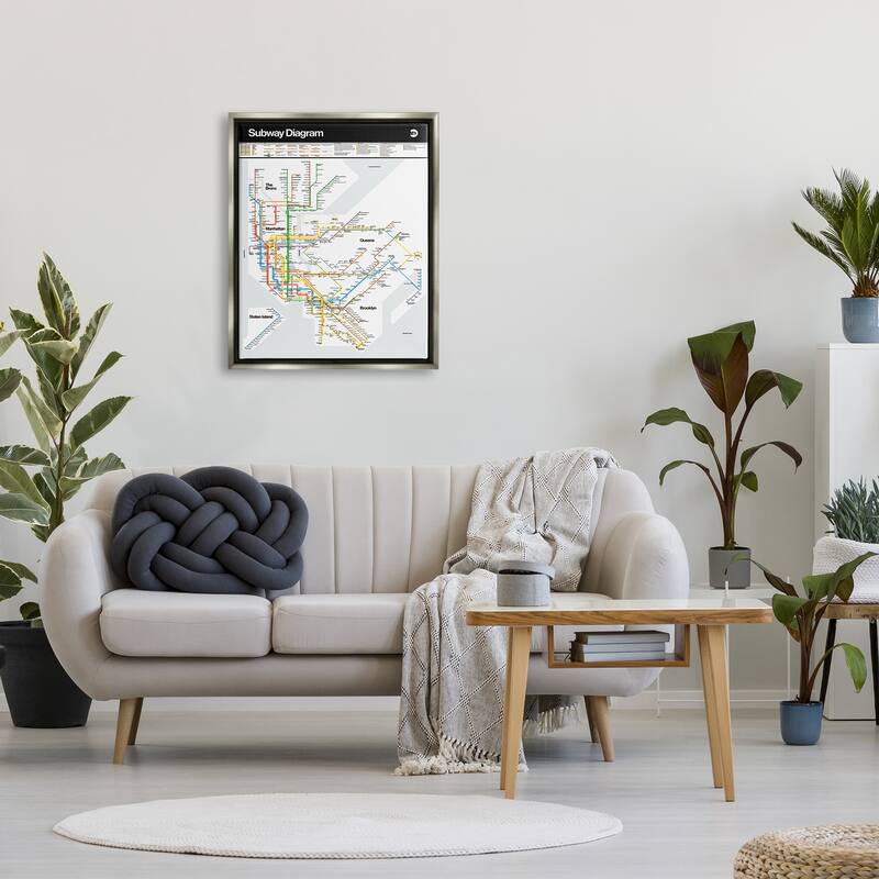 Stupell New York City Urban Subway Diagram Chart Floater Frame, Design by JG Studios