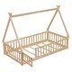 preview thumbnail 40 of 48, Pine Wood Tent-Shaped Floor Bed with Guardrails Slats Door
