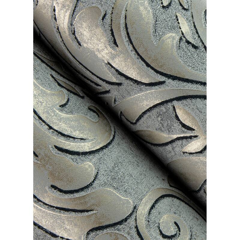 Advantage Anders Pewter Damask Wallpaper