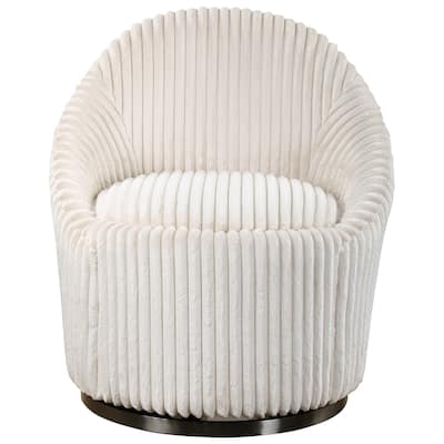 32" White Unique Uttermost Crue Comfortable Swivel Char