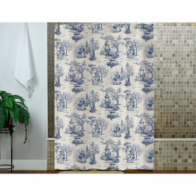 Provence blue French toile shower curtain