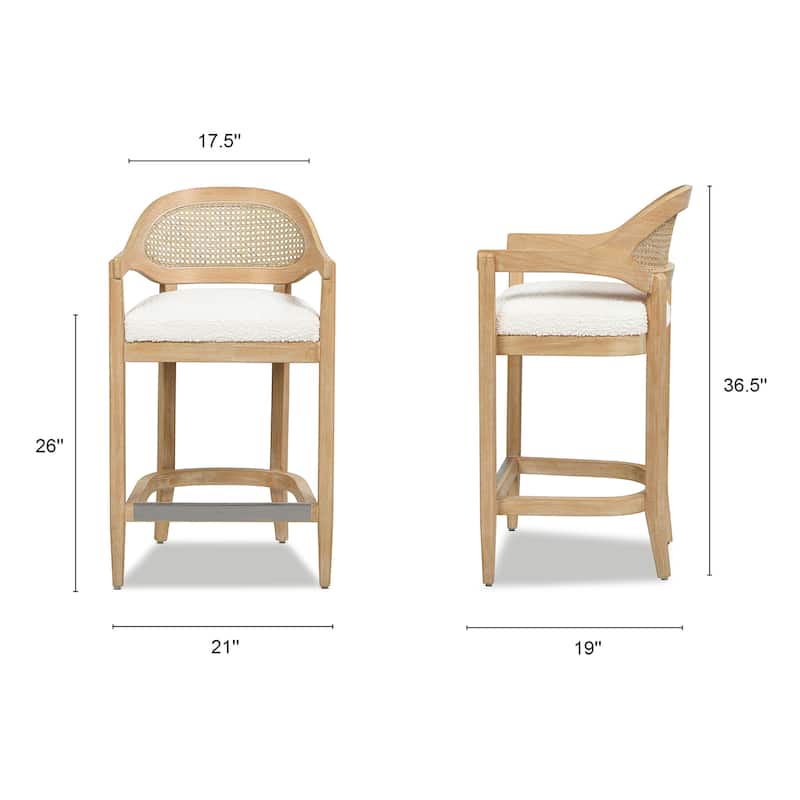 Americana Mid-Century Modern Rattan Cane Back Counter and Bar Stool