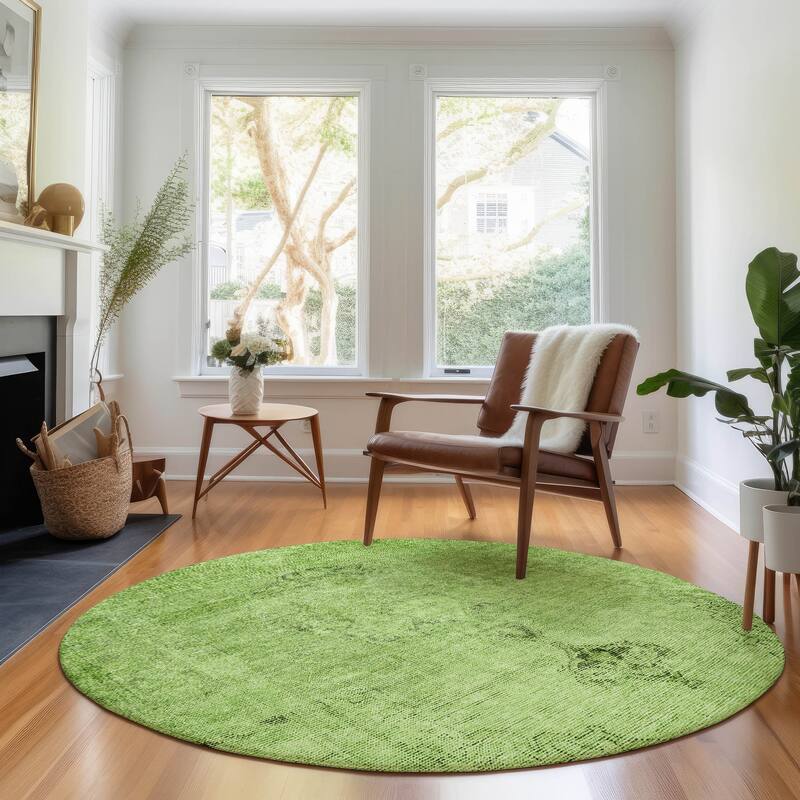 Premium Washable Super Soft Vintage Distressed Mayfield Rug - Aloe - 8' x 8' - Round