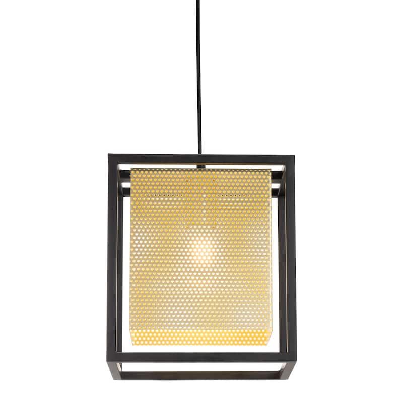HomeRoots Gold and Black Geometric Metal Ceiling Light - 7.9' X '131.5' X '7.9