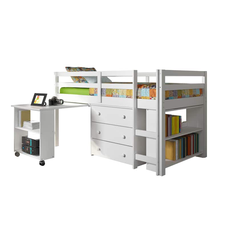 Donco Kids Low Study Loft Desk Twin Bed
