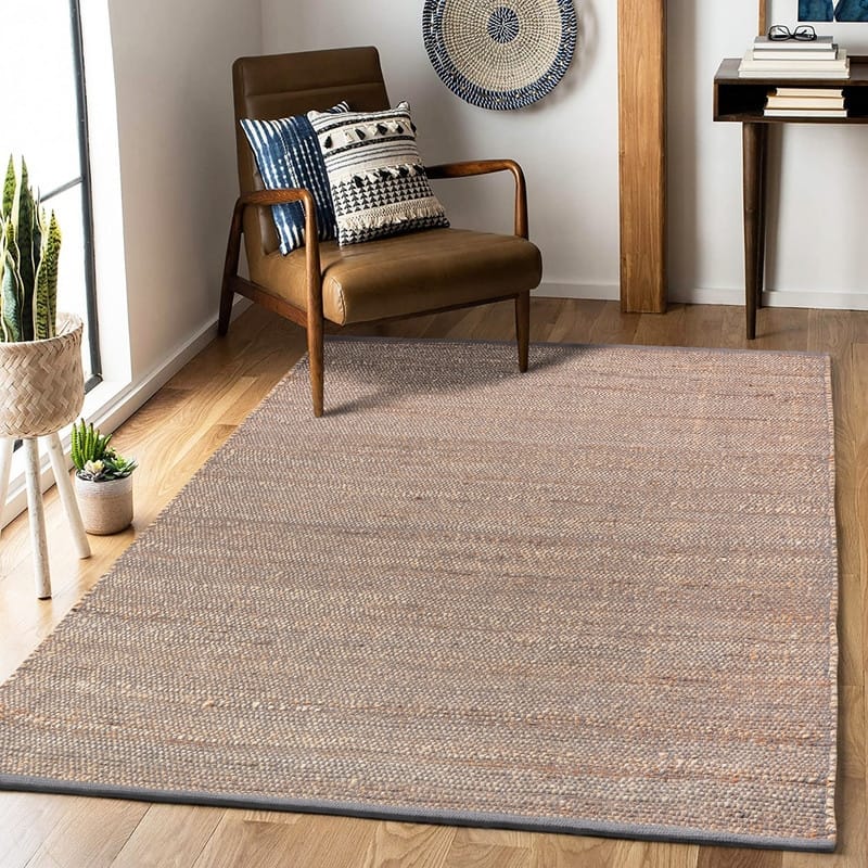 Delara Handwoven Natural Jute and Cotton Area Rug, Farmhouse Accent Rug for Living Room, Bedroom, Entryway, Flatweave
