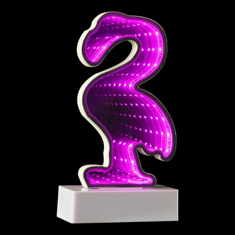 LED Lighted 3D Flamingo Infinity Mirror - 8"