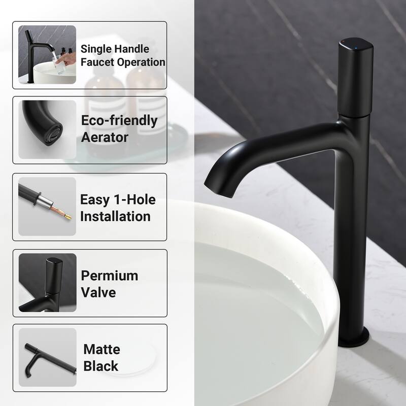 Modern Single Handle Bathroom Vessel Faucet