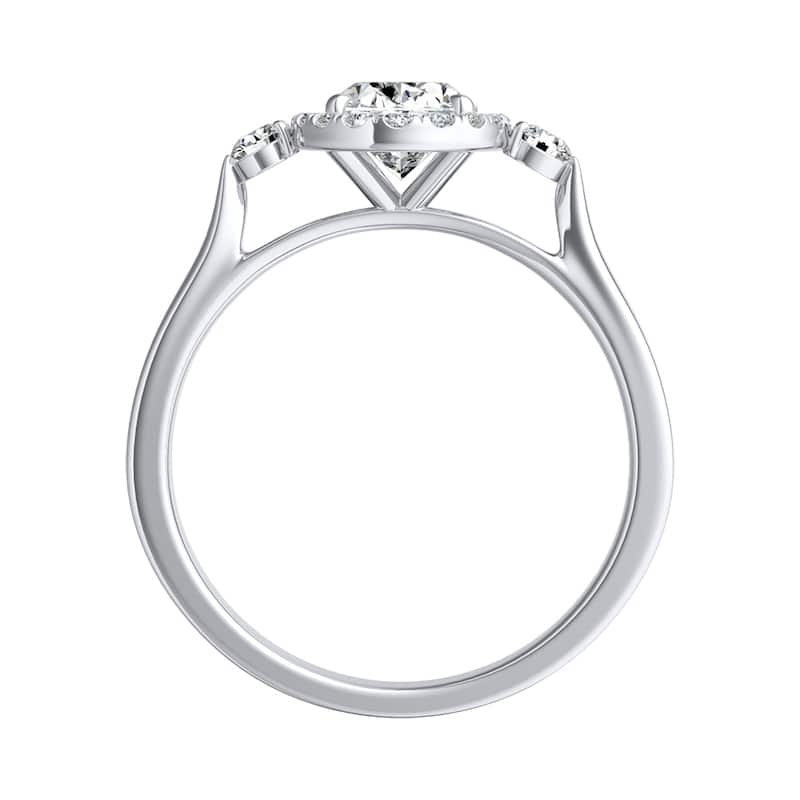 Auriya 14k Gold 1/2ctw Oval 3-stone Halo Diamond Engagement Ring