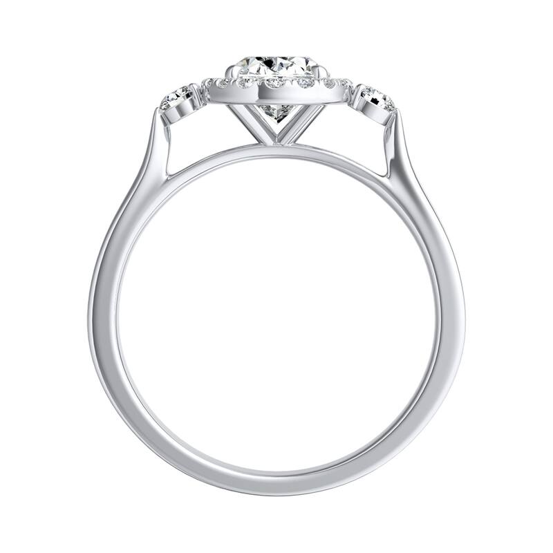 Auriya Platinum 1ctw Oval 3-stone Halo Diamond Engagement Ring