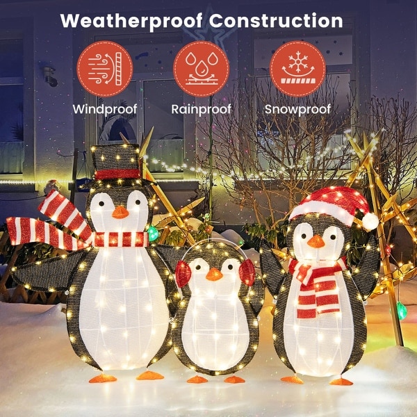 man ランプ penguin 電気 Xmas 置物 christmas Light up Penguins Christmas Decorations with 194 LED Lights