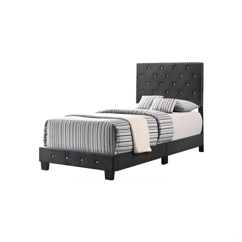 Twin Size Velvet Platform Bed with Sturdy Frame and Easy Assembly