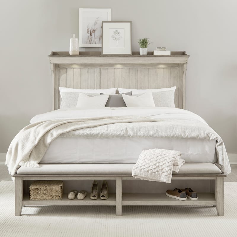Liberty Furniture Ivy Hollow Mantle Storage Bed, Dresser & Mirror, Chest, Night Stand - King, Queen