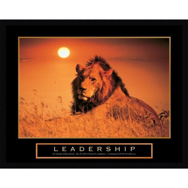 slide 2 of 6, Framed Art Print 'Leadership: Lion' 29 x 23-inch