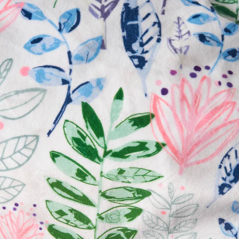 3 Foot rounded Bean Bag, Leaf Print - White Tossed Botanical