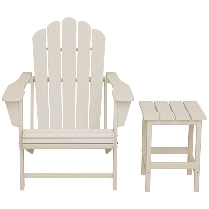 Aderson Outdoor Poly Adirondack Chair with Side Table - Sand